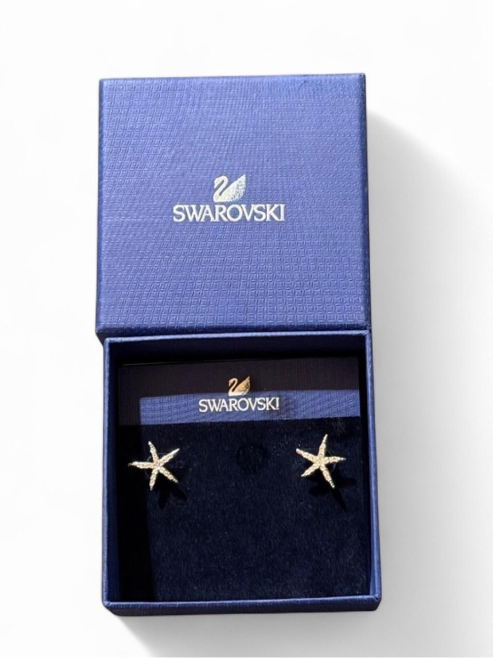 Swarovski crystal starfish earrings silver-tone starfish design clear crystals